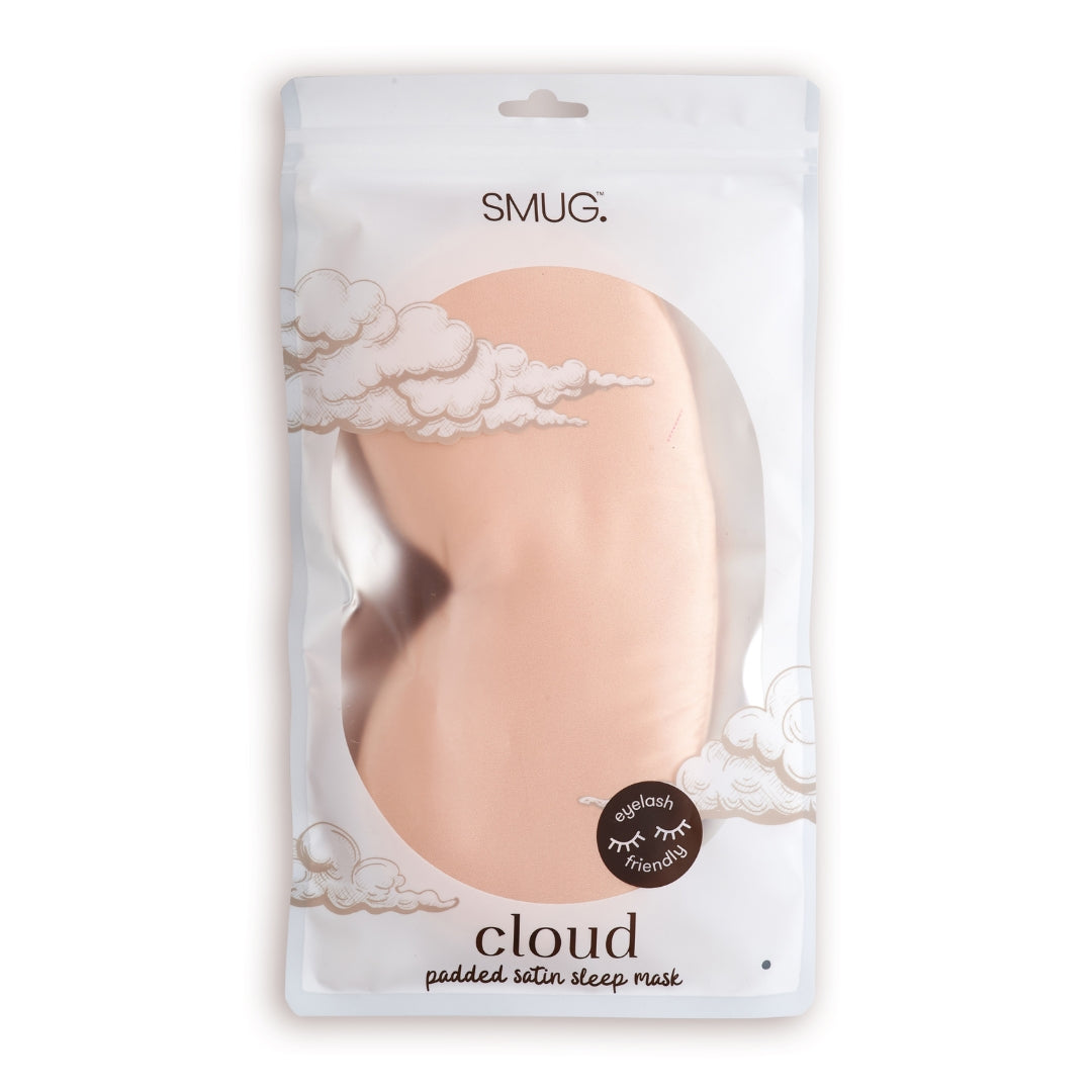 Cloud Padded Satin Sleep Mask - Caramel Print