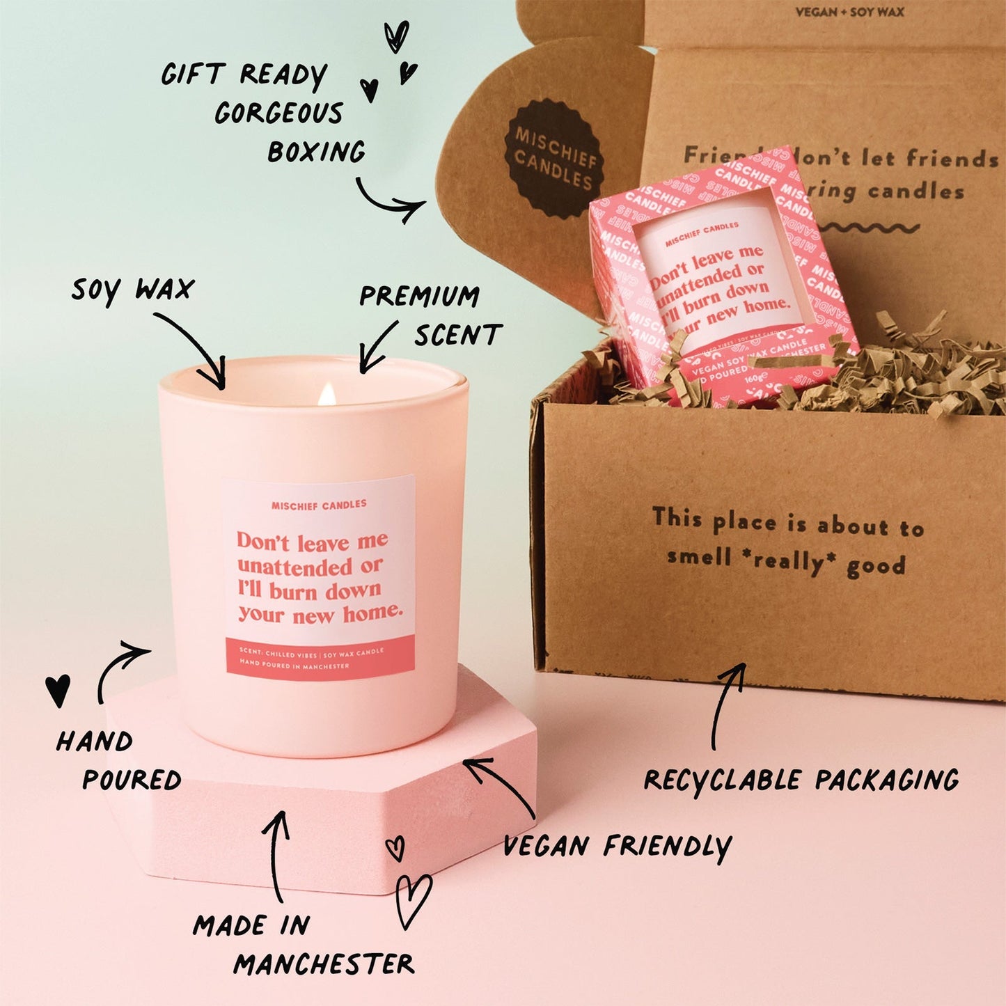 New Home Funny Housewarming Gift Candle Don't Leave Unattended