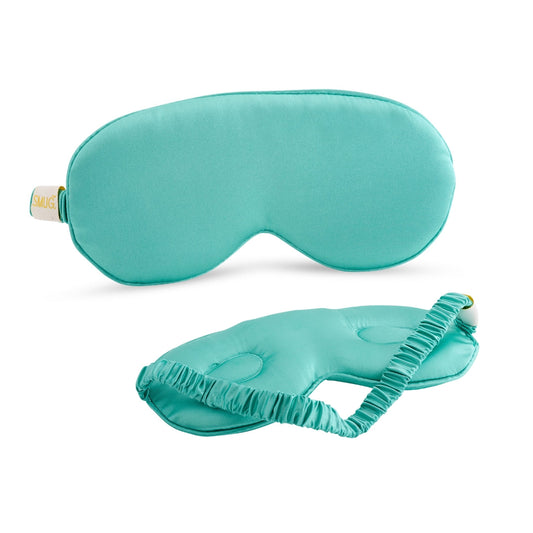 Cloud Padded Satin Sleep Mask - Aqua Print