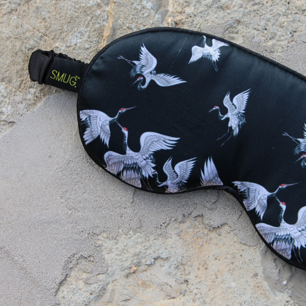 Cloud Padded Satin Sleep Mask - Moonlit Cranes Print