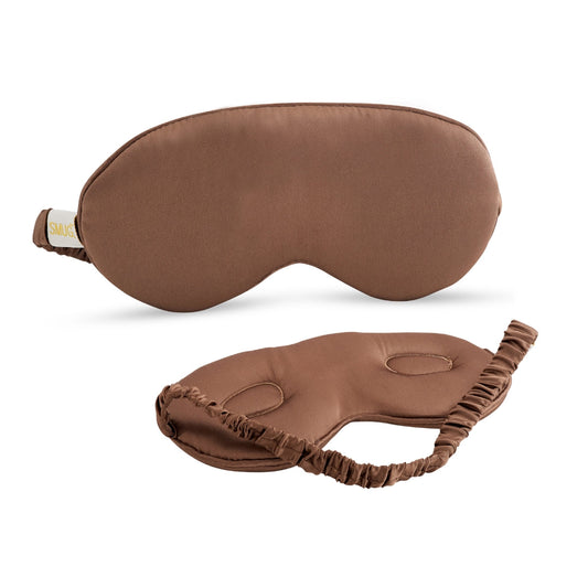 Cloud Padded Satin Sleep Mask - Mocha Print