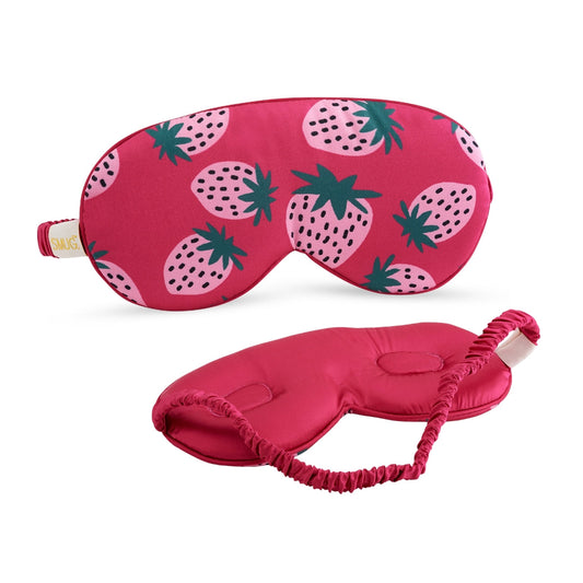 Cloud Padded Satin Sleep Mask - Strawberry Dreams Print